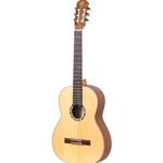 R121L Ortega 4/4 Left-Handed Nylon Classical Guitar w/Bag, Spruce Top-Natural-Satin