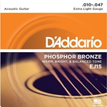 D'addario  D'Addario Phosphor Bronze Acoustic Guitar Strings Extra Light .010-.047 EJ15