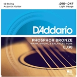 D'addario  D'Addario 12 Phosphor Bronze Acoustic Guitar Strings, Light, 10-47 (EJ38)