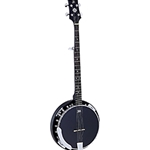 OBJ250SBK Ortega Raven Series 5-String Banjo, Black REMO Ebony Head, Mahogany Resonator, maple Rim. Includes Gig Bag