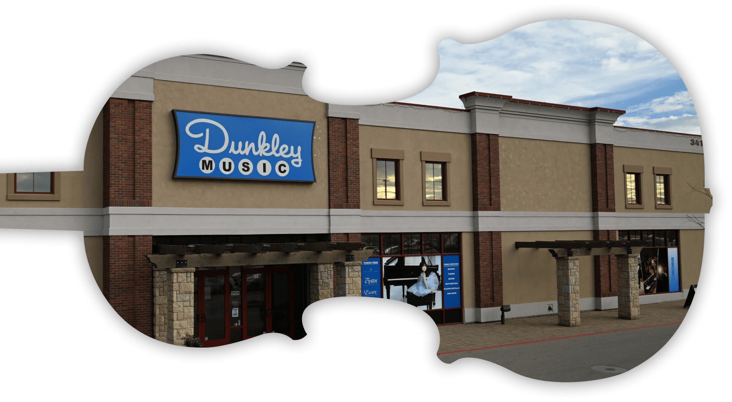Guitar shape with an image of the Dunkley office inside