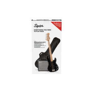 Fender Affinity Series Precision Bass PJ Pack, Maple Fingerboard, Black, Gig Bag, Rumble 15 - 120V