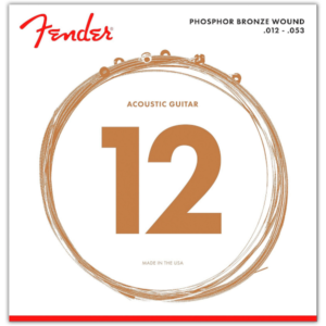Fender Phosphor Bronze Acoustic Guitar Strings, Ball End, 60L .012-.053 Gauges, (6)